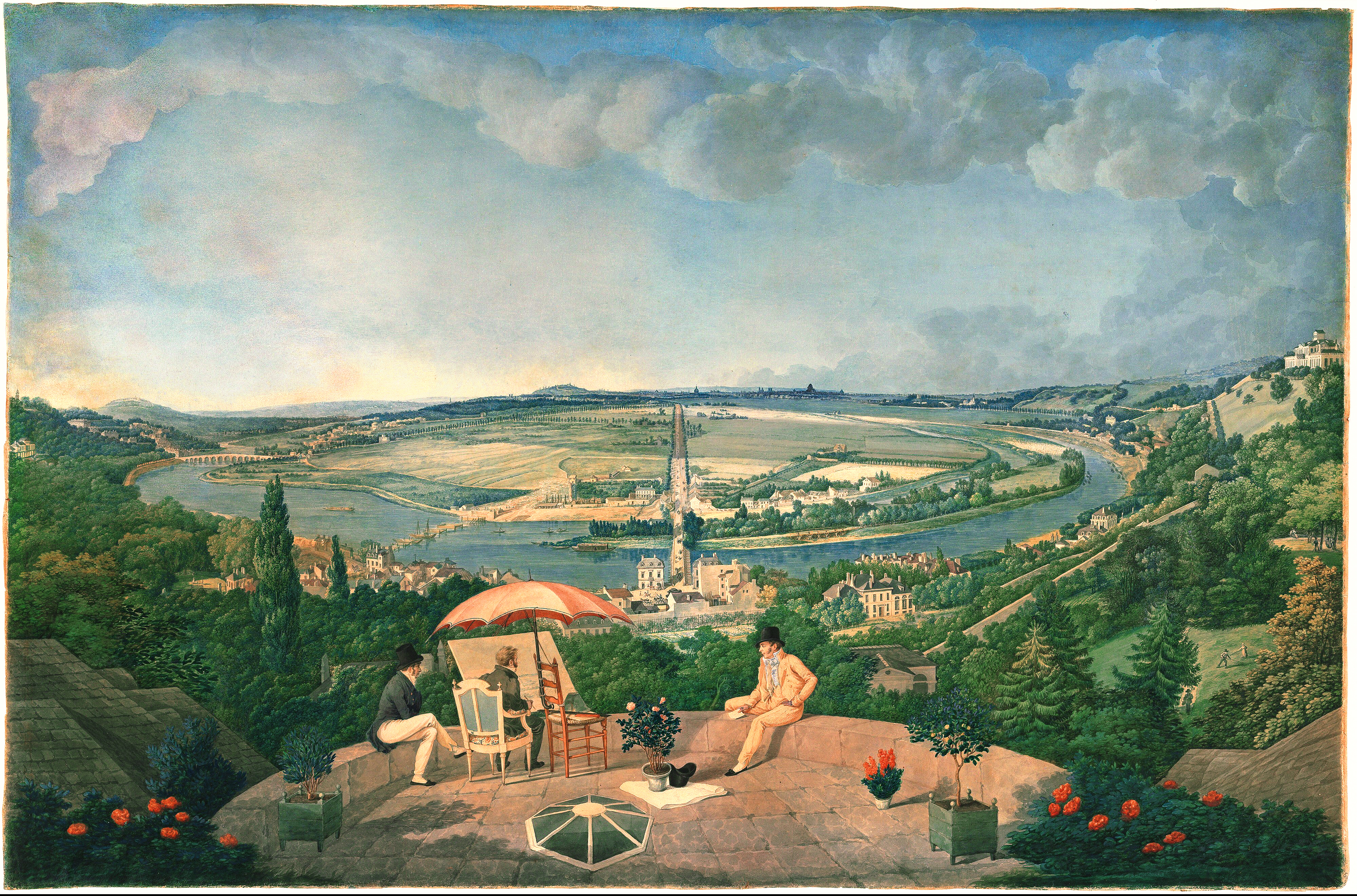 Carle Vernet - Vue du château de Bellevue et de la vallée de la Seine prise des terrasses du pavillon de Brimborion vers 1810 - 1812