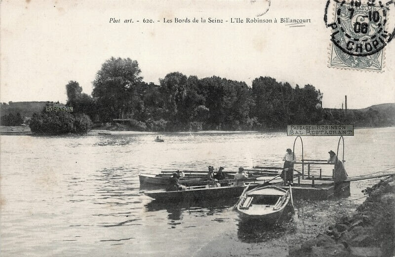 Le passeur Meunier et la guinguette le Robinson sur l'île Saint-Germain