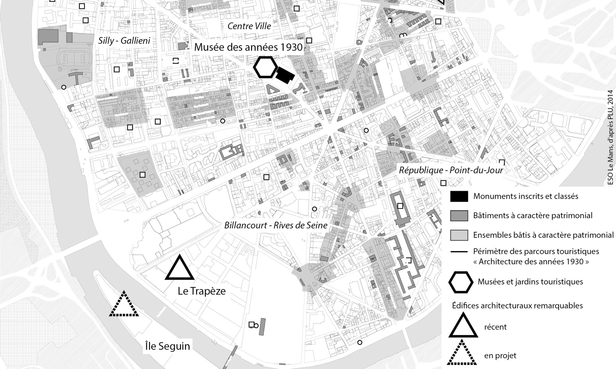 Plan moderne tourisme Boulogne-Billancourt