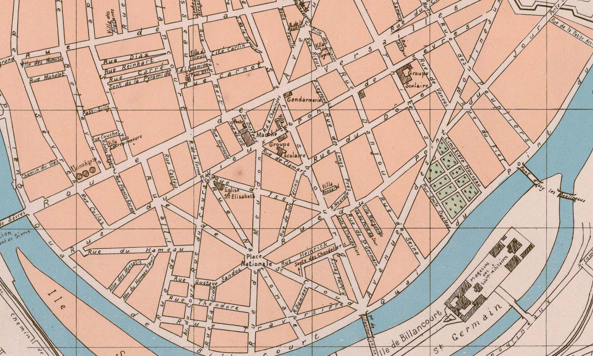 1909 - Extrait des plans indicateurs de la Banlieue 1909