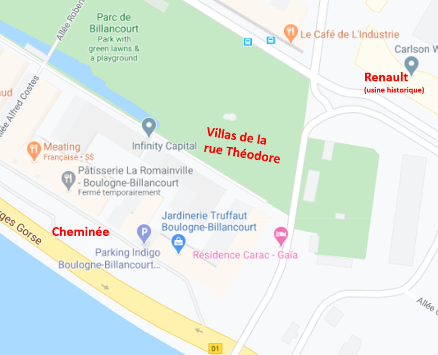 Villas de la rue Théodore localisation en 2020