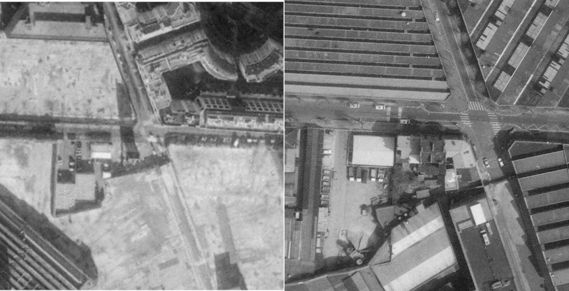 Le village gaulois en 1986 et en 2000. Photo : IGN