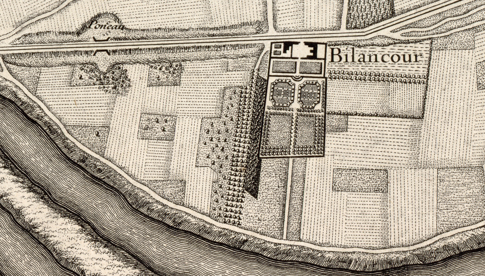 1731 Plan de Roussel - zoom ferme Billancourt