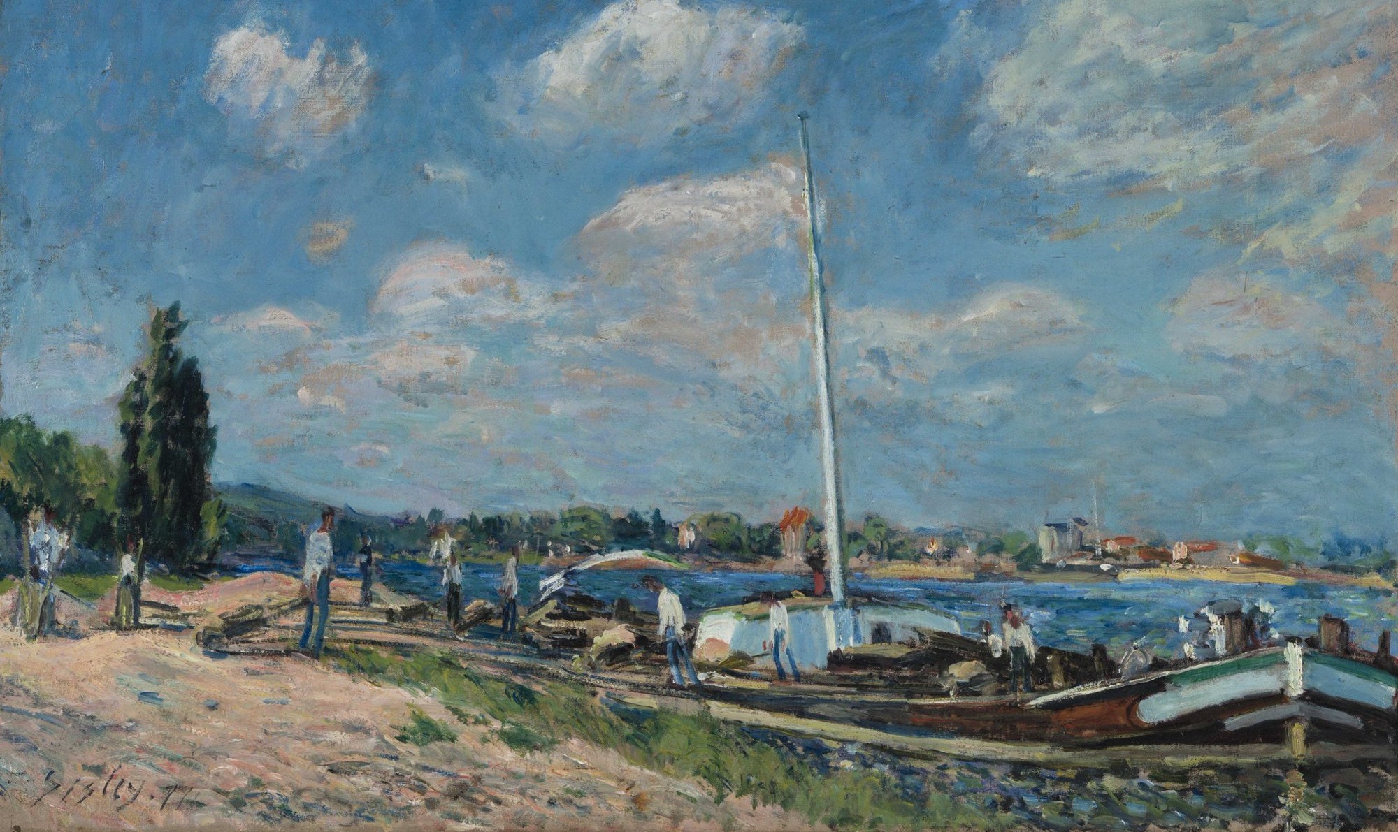 Alfred Sisley - déchargement des barges à Billancourt 1877