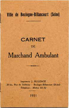 Carnet de marchand ambulant