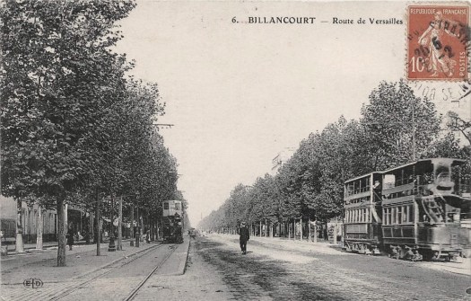 Route de Versailles (Av du Général Leclerc) et la ligne 1 du tramway