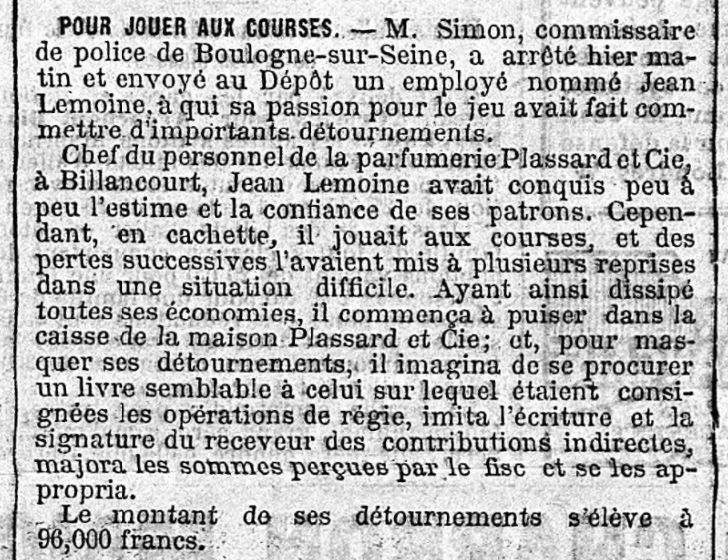 Escroquerie Plassard - Le Temps 13 février 1907
