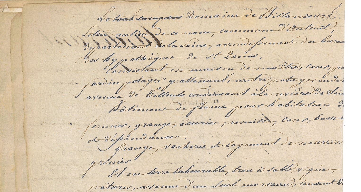 Document notarial vente de la Ferme 1825