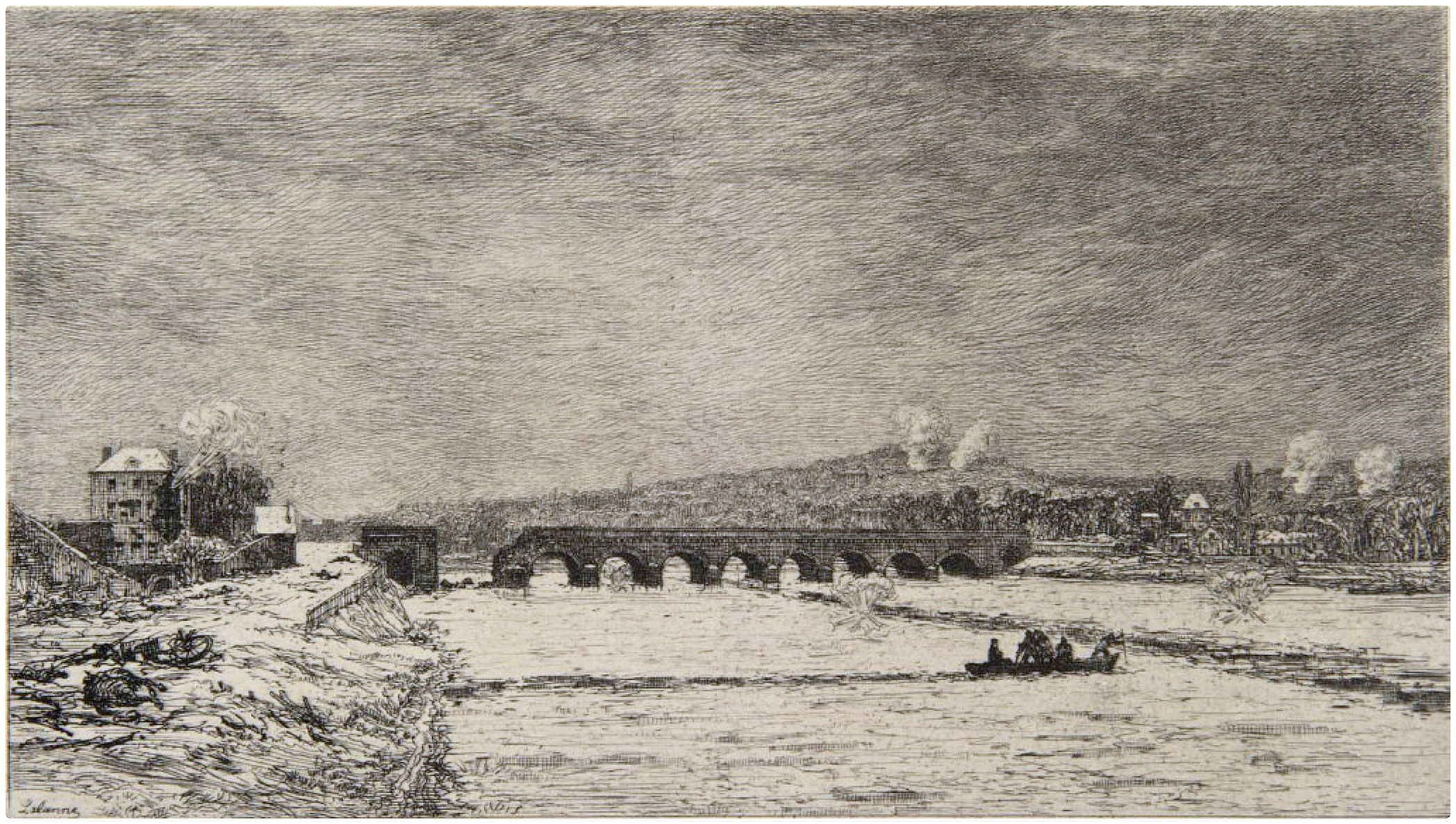 Maxime Lalanne-Le pont de Sèvres pendant le siège de Paris