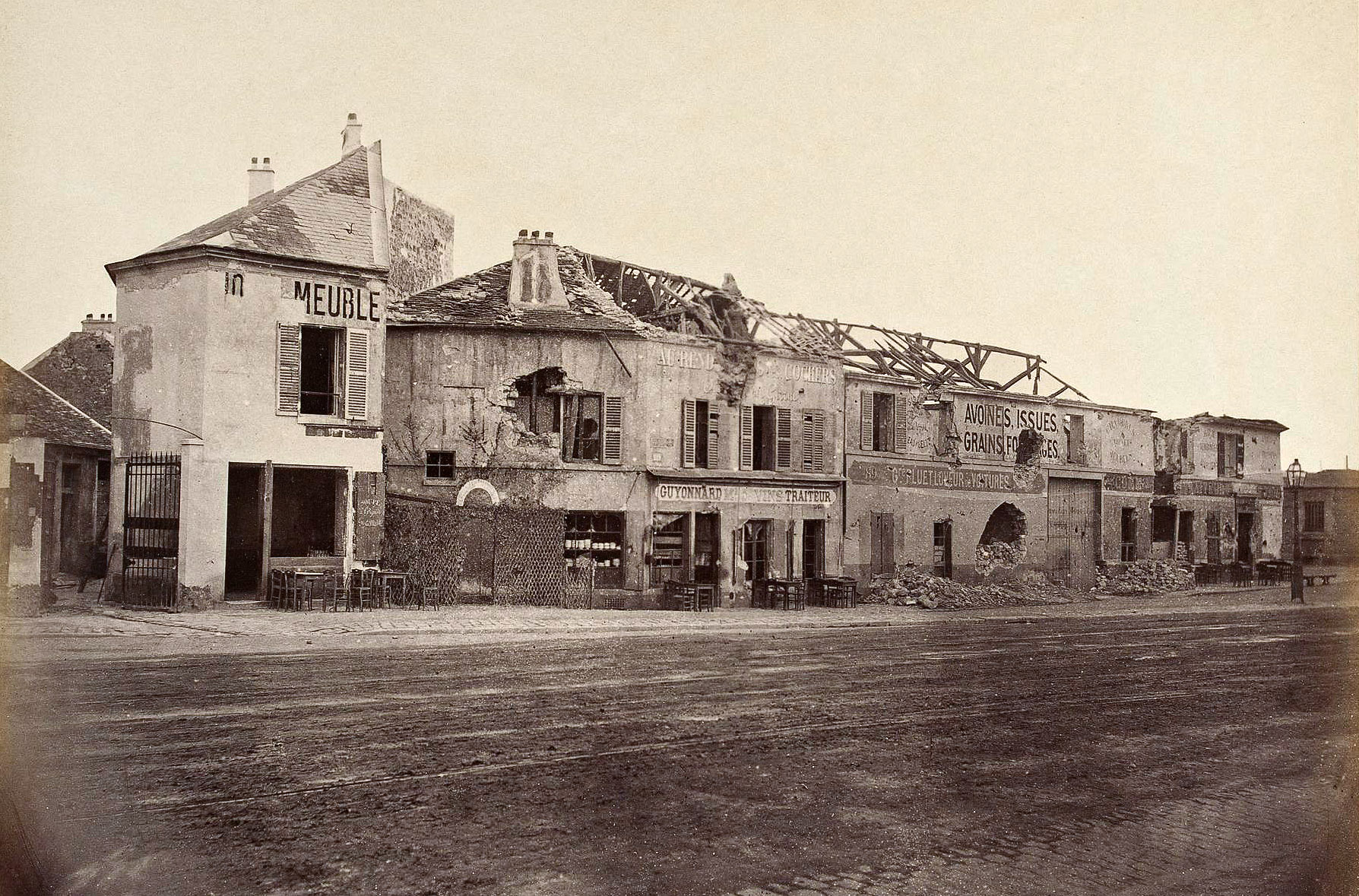 Ruines de la Commune. Point du jour, porte de Saint-Cloud, 16ème arrondissement, Paris, 1870-1871.