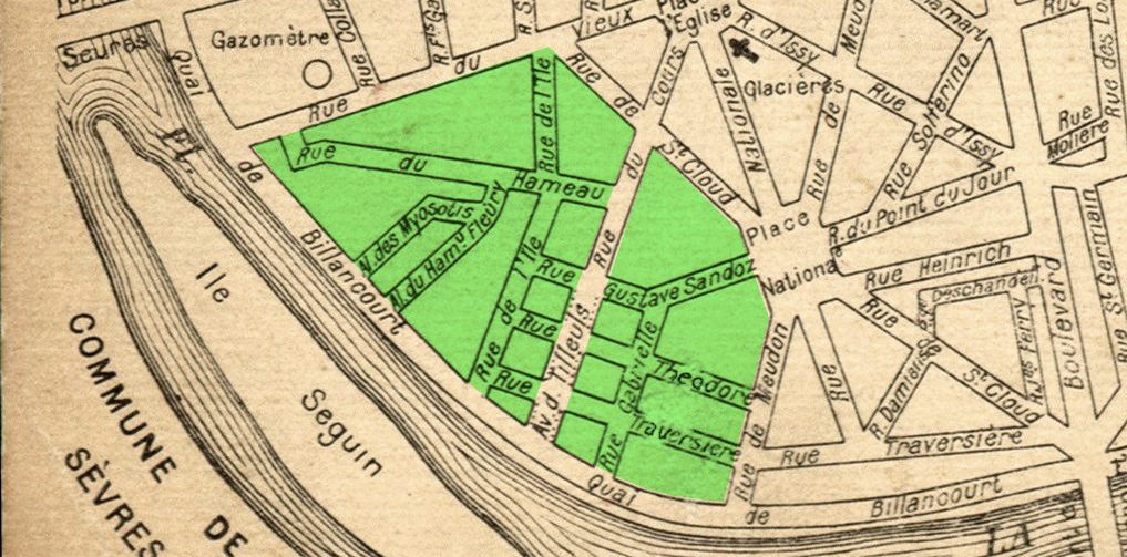 1920 Plan carte rues disparues
