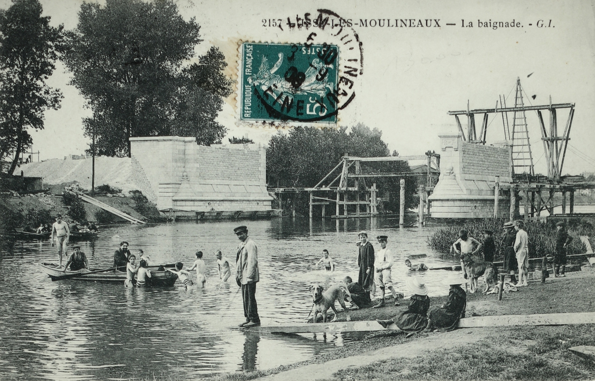Construction du pont d'Issy côté Issy-les-Moulineaux. Cartorum
