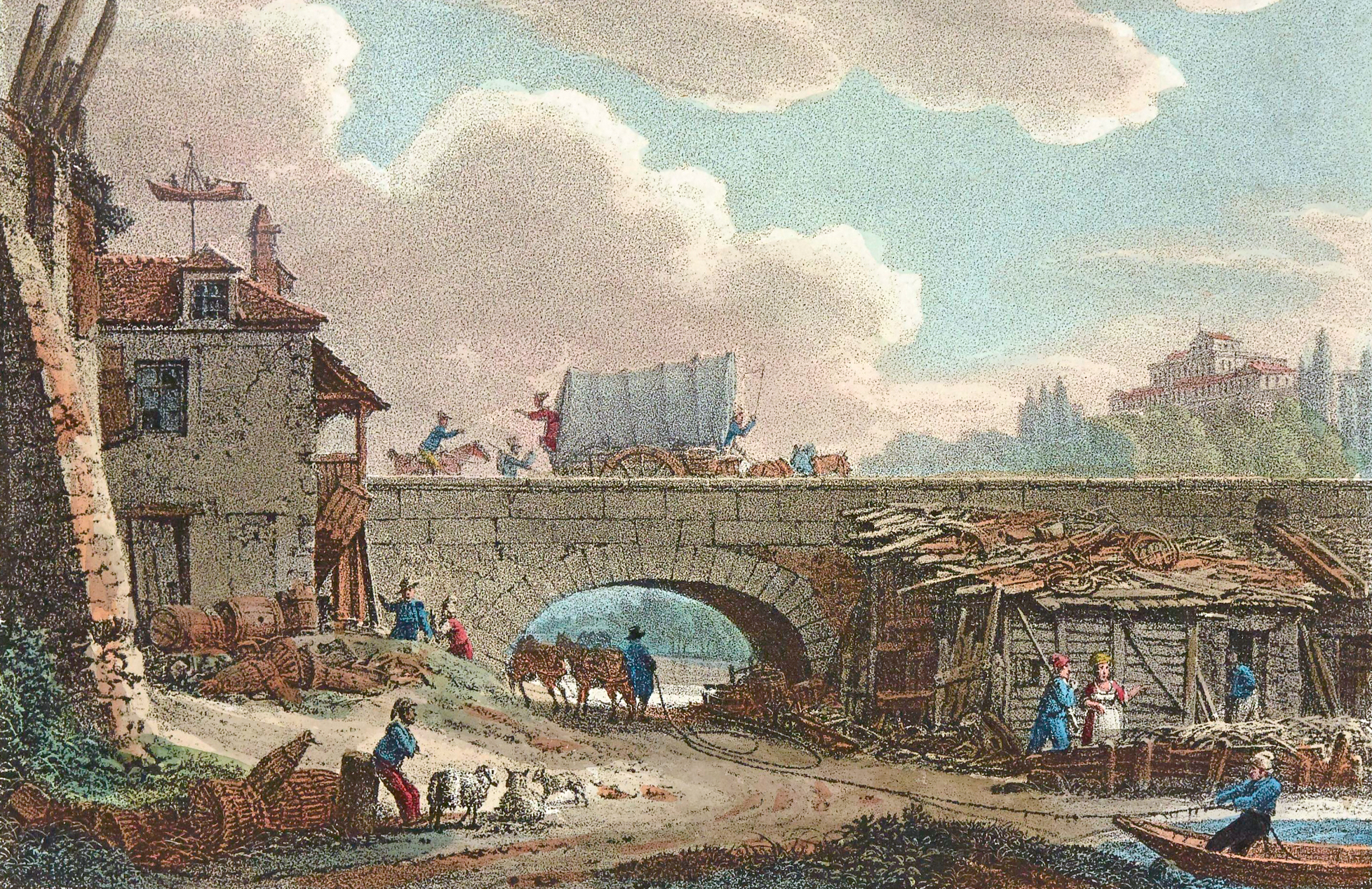 Bacller d'Albe-L'arche de halage du vieux Pont de Sèvres-Vers 1820_BNF
