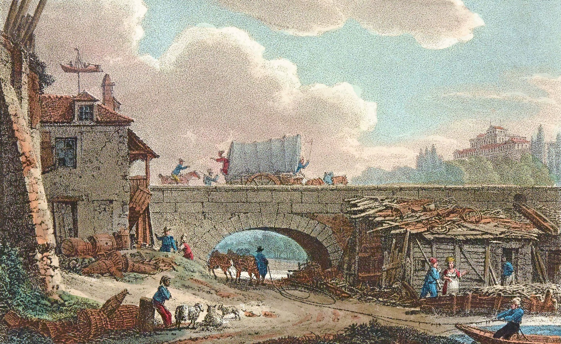 Bacller d'Albe-L'arche de halage du vieux Pont de Sèvres-Vers 1820_BNF