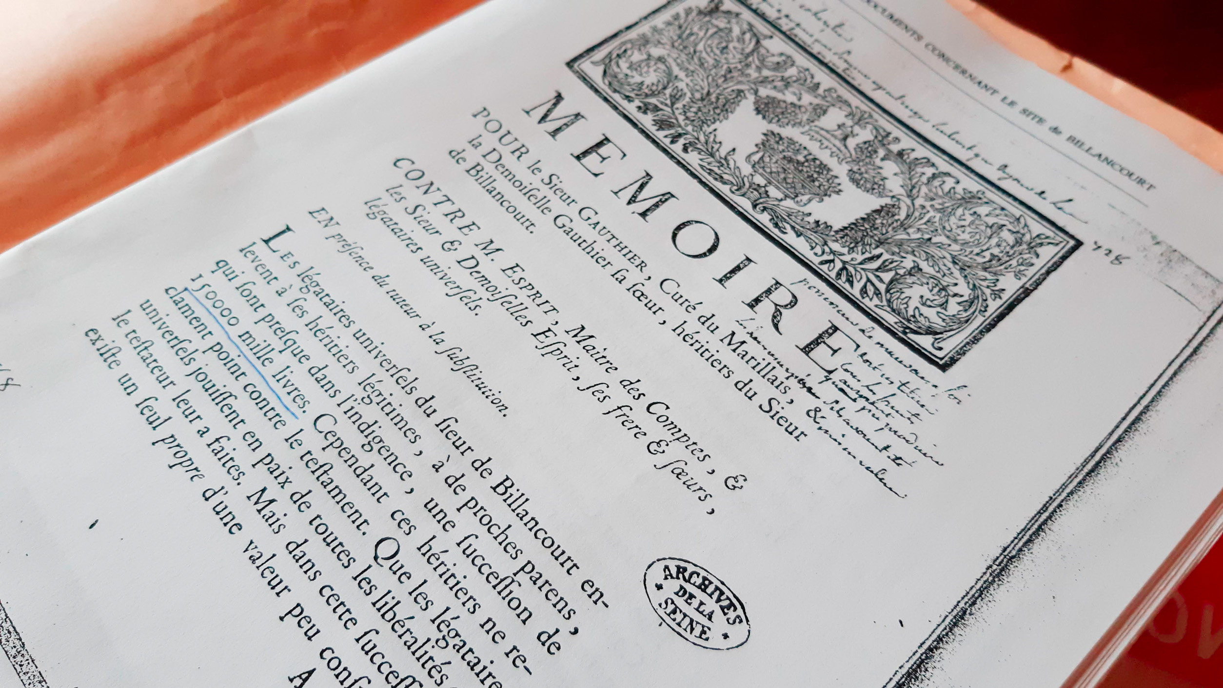 Mémoire de 1864 - archives du 92