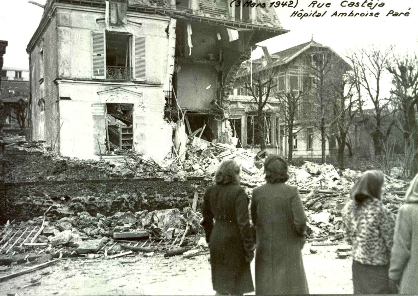 Rue Casteja et Hôpital Ambroise Paré 3 mars 1942 - archives de BB