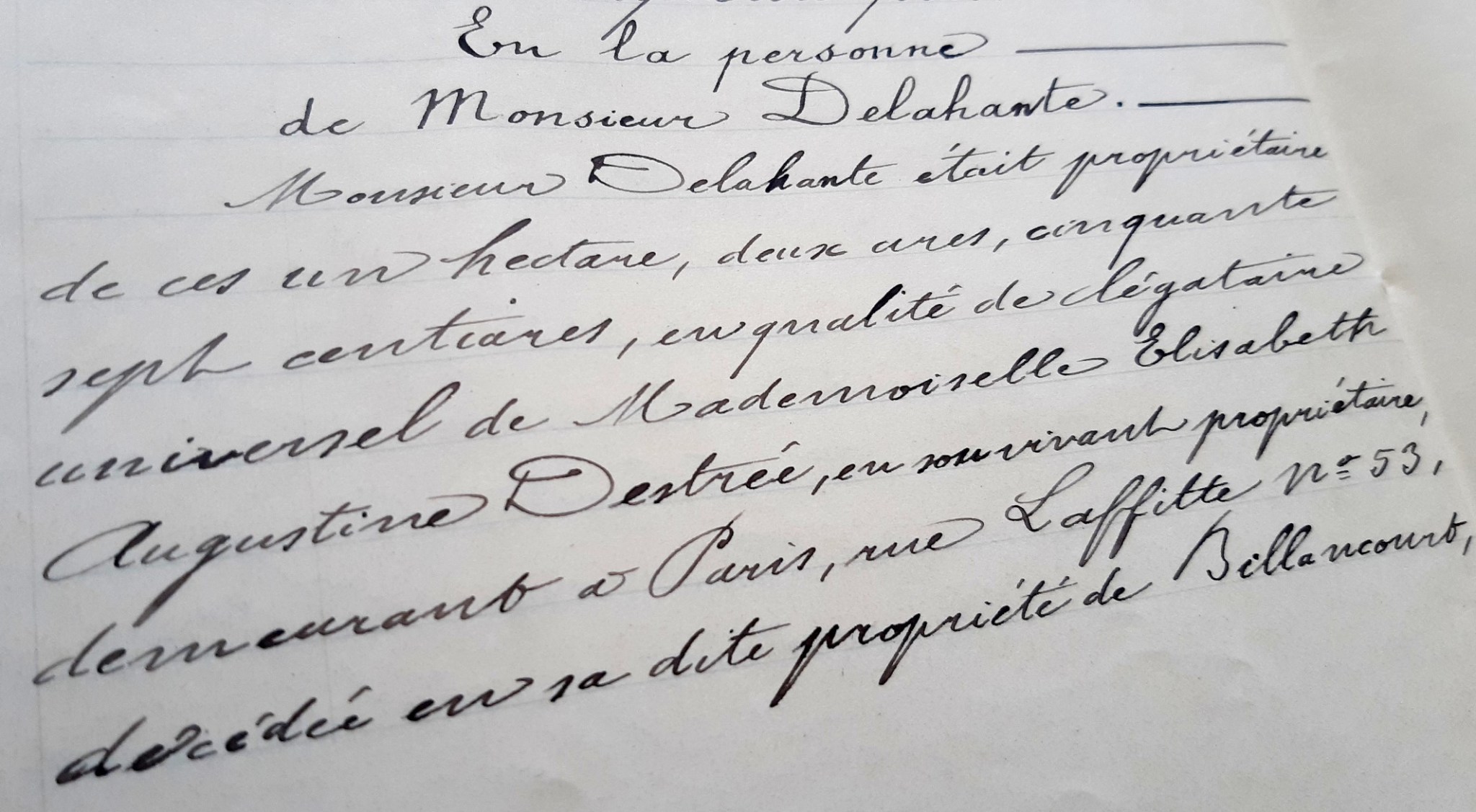 Acte d'achat Adrien Delahante