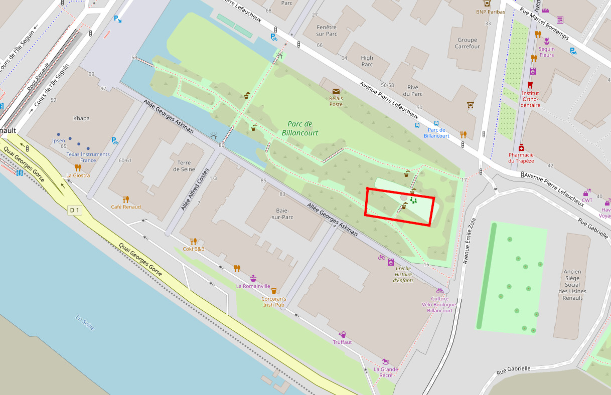 Situation villa Nousillet-Clinch parc de Billancourt