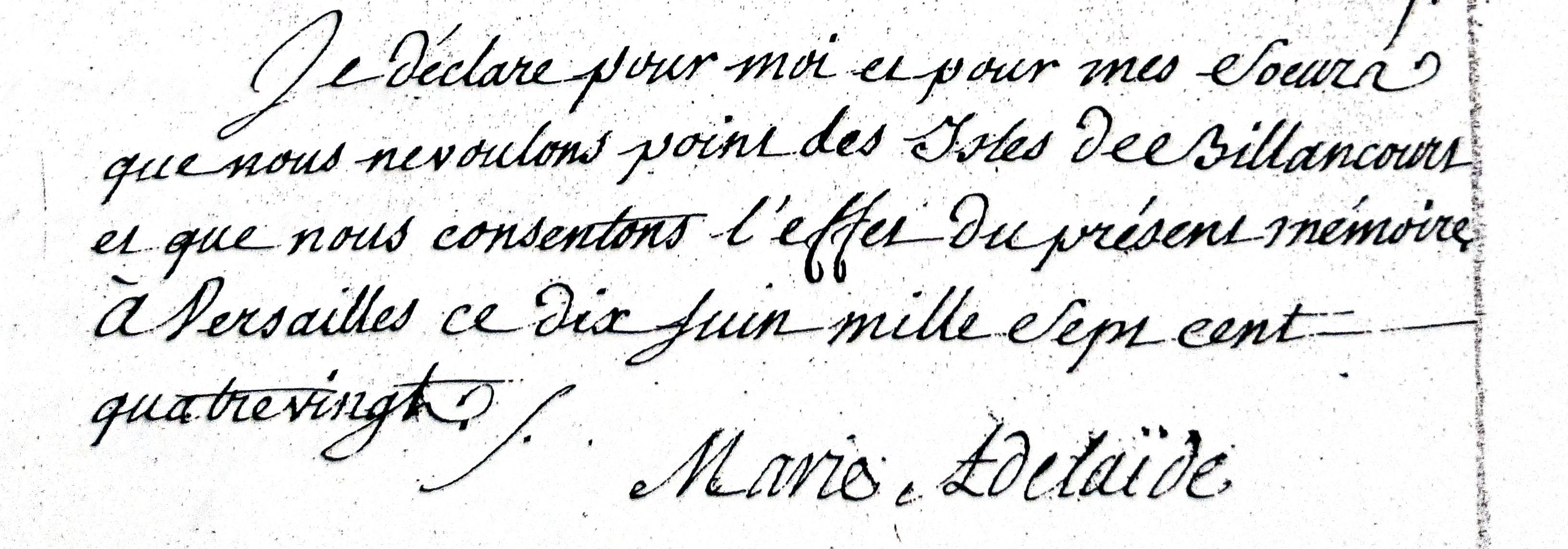 Renonciation à l'île Seguin par Marie Adélaïde