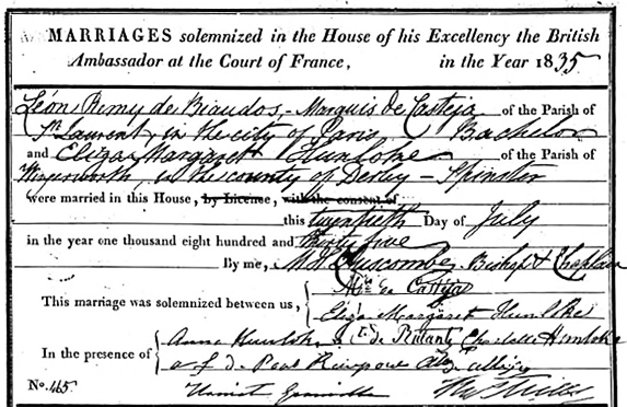 Mariage-Ambassade GB à Paris-1835