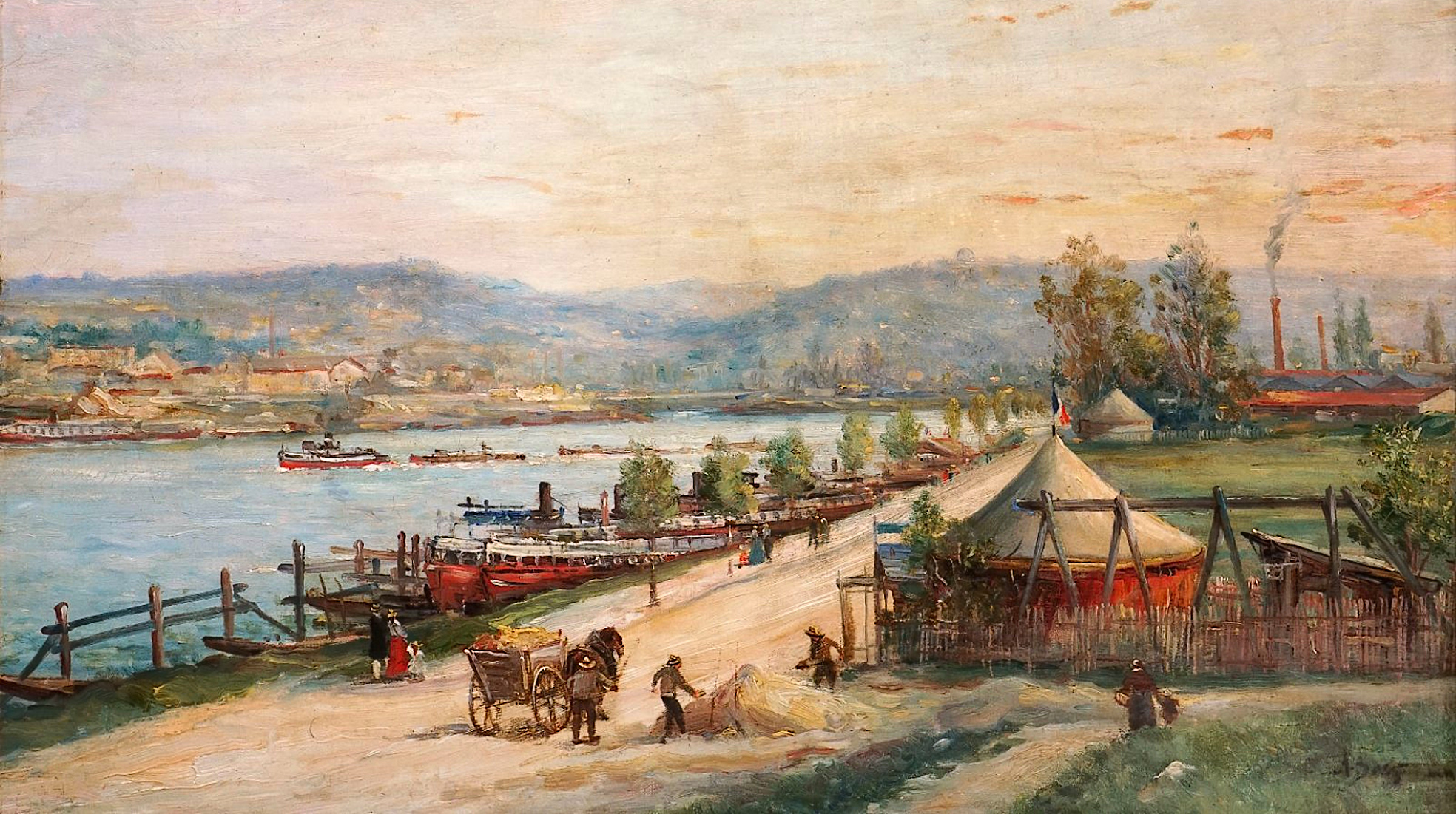 Alfred Bachman, 1863-1956 Le quai de Billancourt, point du jour