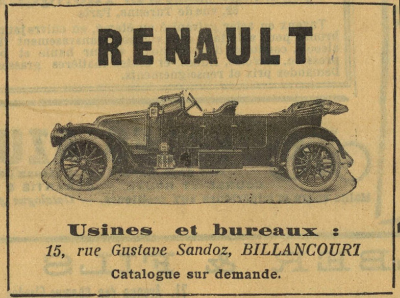 Publicité rue Gustave Sandoz 1912