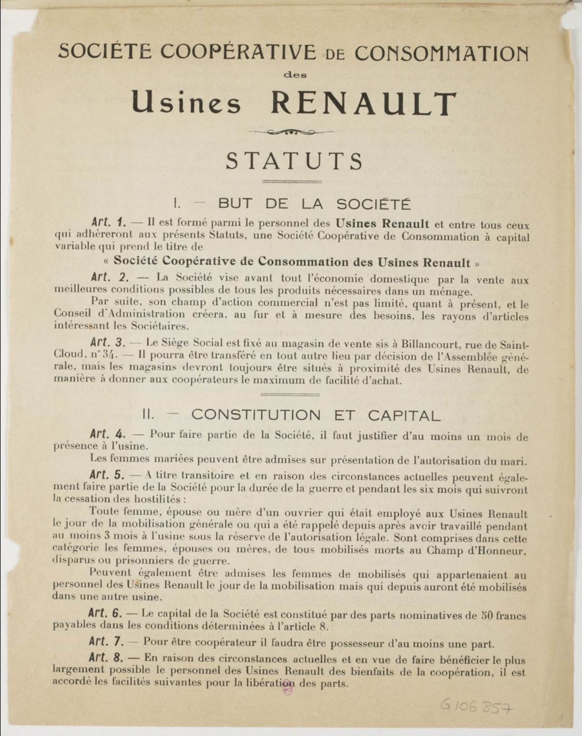 Usines Renault de Billancourt. Leurs restaurants coopératifs en