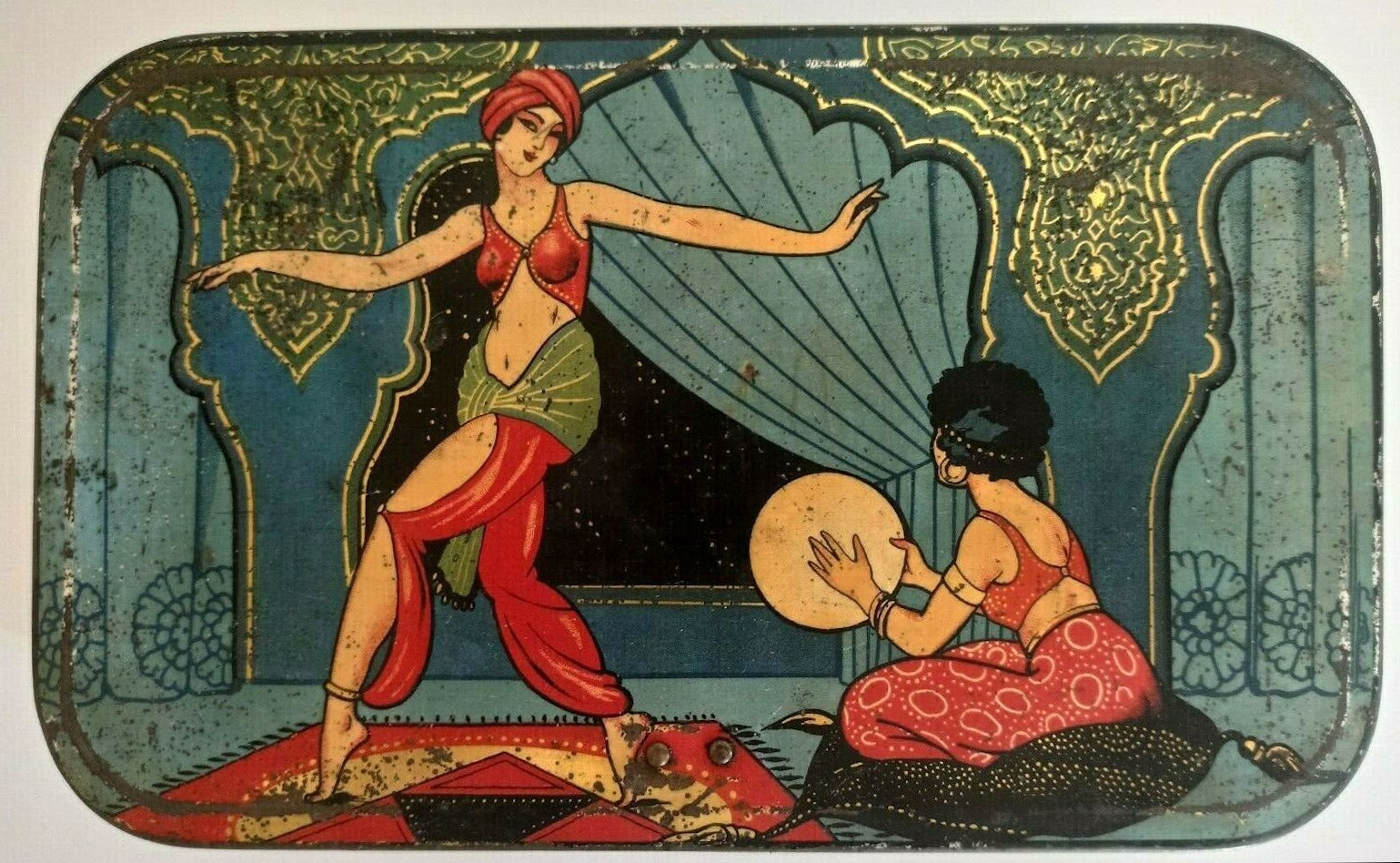 Ancienne boîte en tôle Art Déco Carnaud