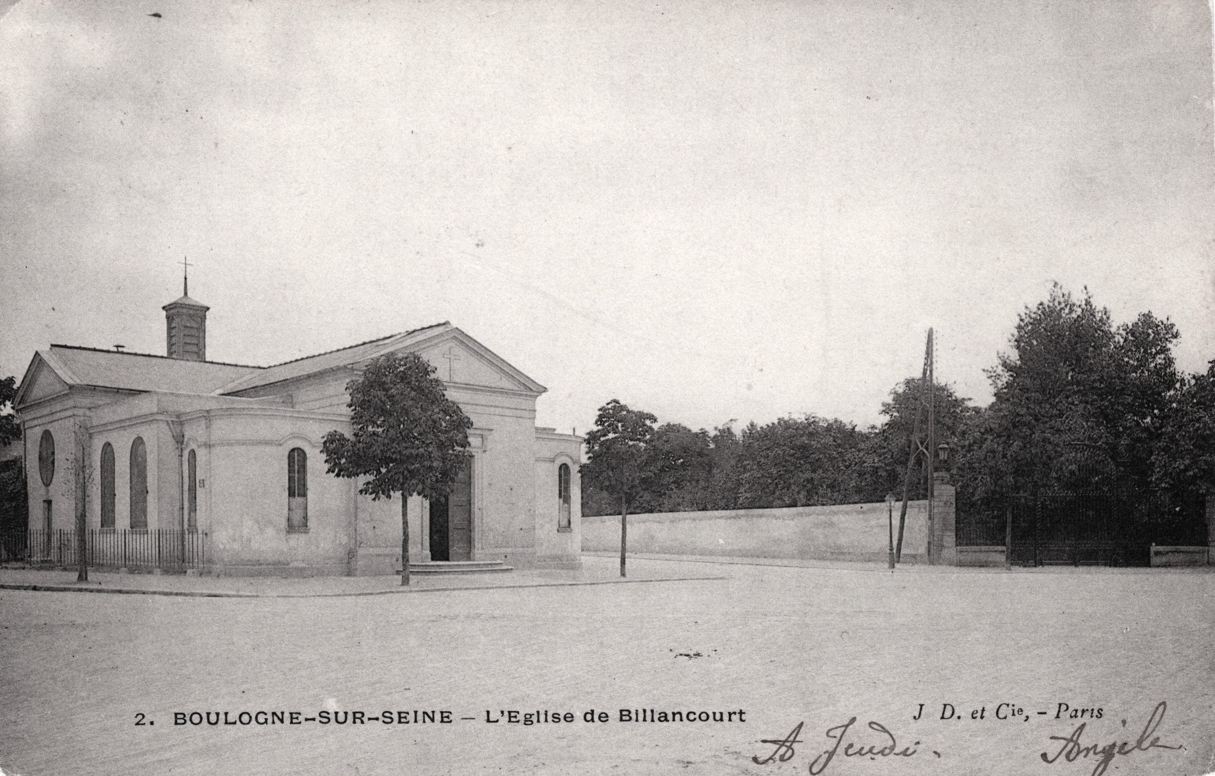 Eglise de l'Immaculée Conception. Place de l'église (Bir-Hakeim). Vers 1900.