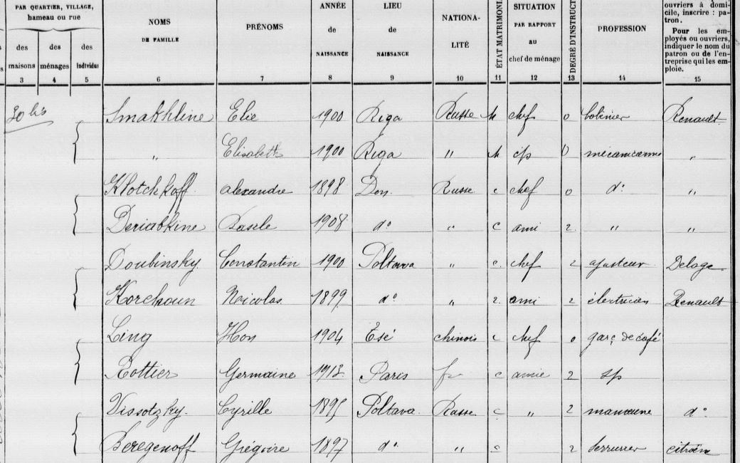 Recensement 1931 30bis rue Nationale