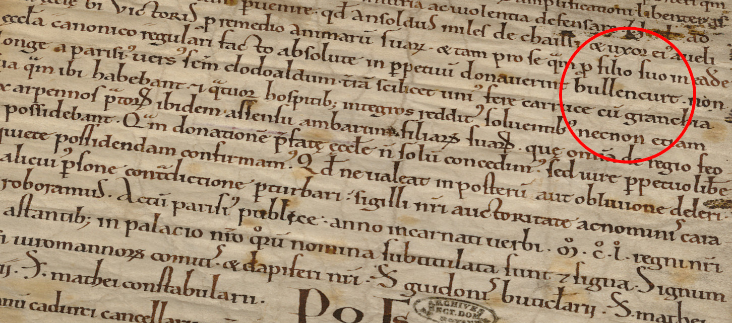 Charte de 1150 - Archives Nationales PARIS