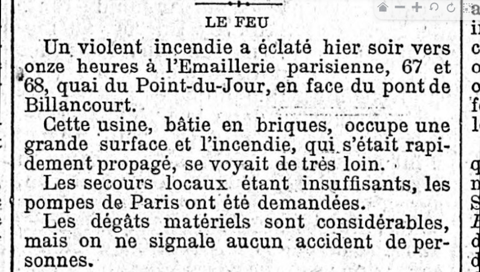Incendie Emaillerie Parisienne en 1902 le Figaro