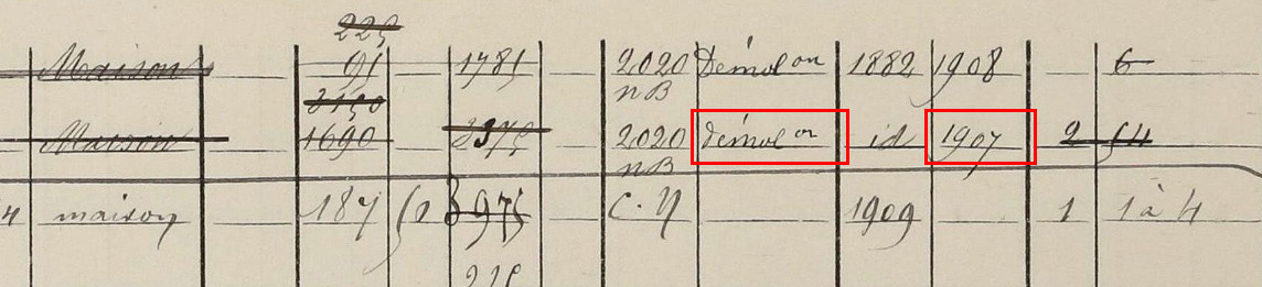 Matrice bâti 1882-1912 ferme de Billancourt détail