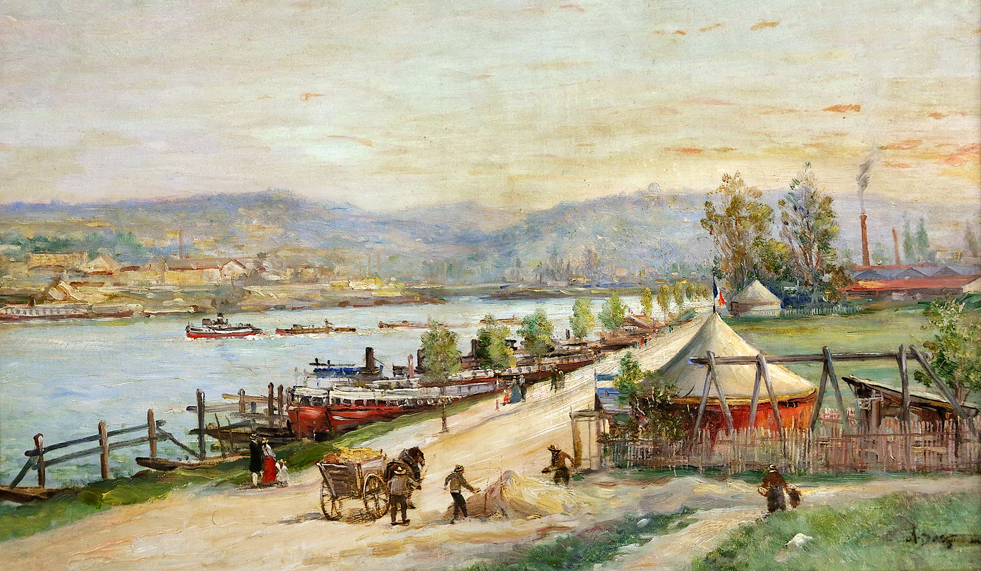 Alfred Bachmann, 1863-1956 Le quai de Billancourt, point du jour