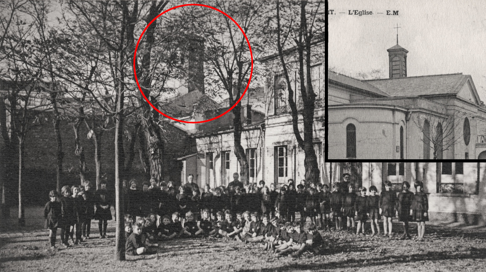 Clocher et ecole Sainte Elisabeth